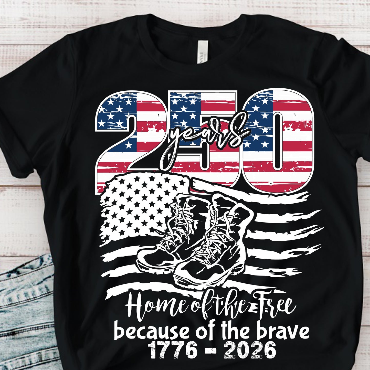 250 Years Boots and Flag